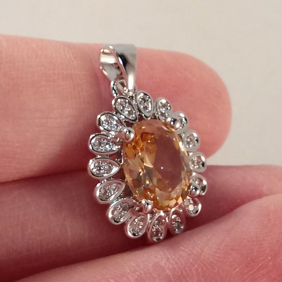 18K White Gold Filled Morganite Diamond Zircon Flower Pendant 2.54ctw Party Gift - Picture 4 of 5